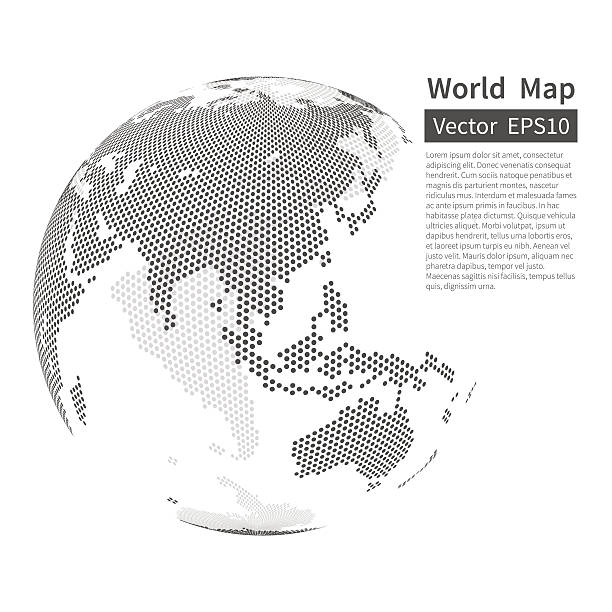 도티드 세계지도 배경기술. 지구별 있습니다. 글로벌라이제이션 컨셉입니다 - australia globe map earth stock illustrations