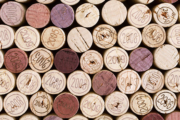 istock Wine bottle cork tops arranged tightly each other 509342826