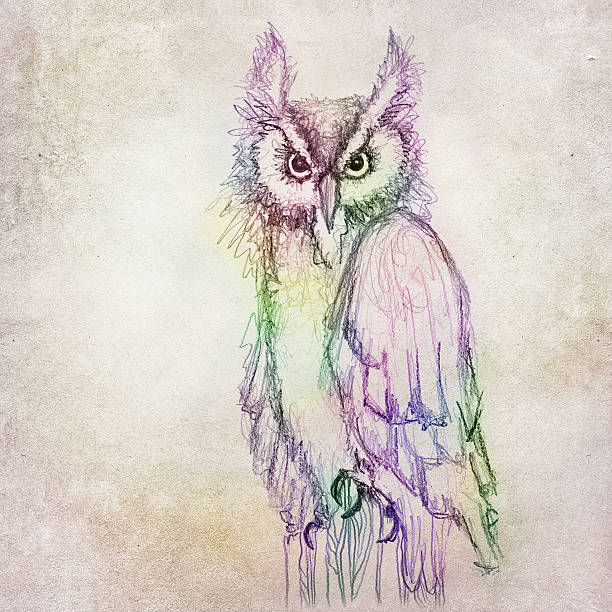 Owl illustration on brown paper background