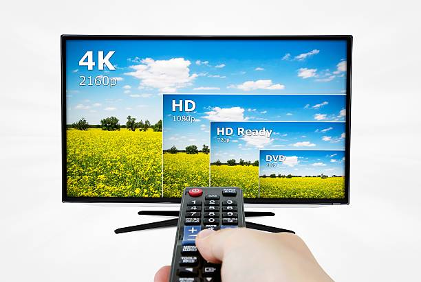 4 k televisão tela com a comparação de resolução. - 720p - fotografias e filmes do acervo
