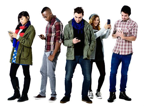 istock Phone frenzy: five hipsters all busy on cellphones 509346099