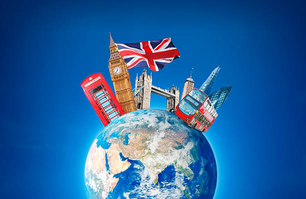 istock Landmarks of London on the globe 509346867