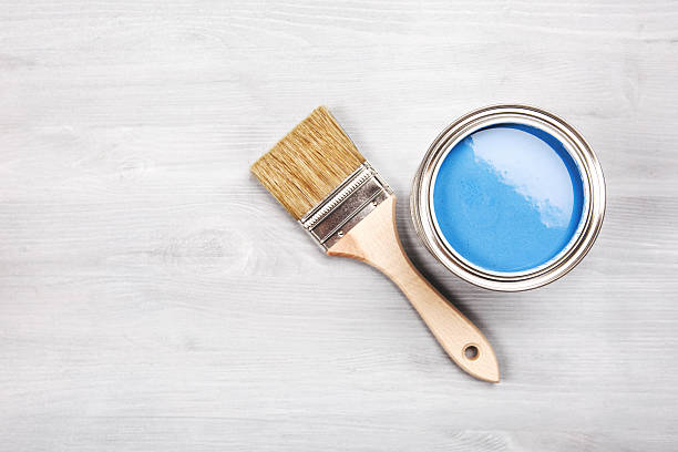 istock Paint brush on the can. Top view 509347490