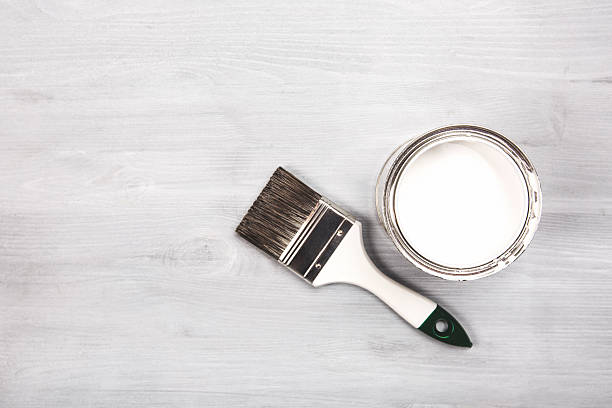 istock Paint brush on the can. Top view 509347518