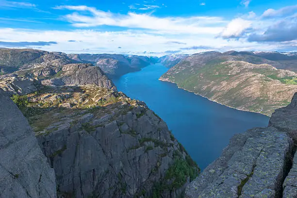 Photo of Lysefjorden view from Pulpit Rock in Norway