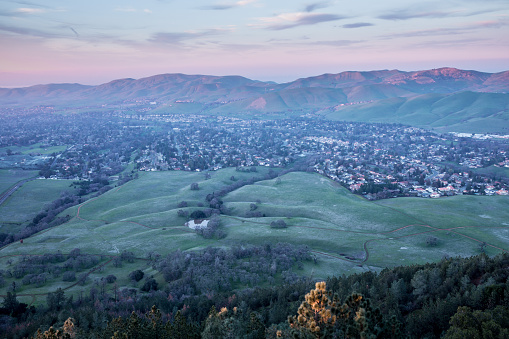 Views of Mitchel Canyon and Clayton from Mt. Diablo State Park, California.