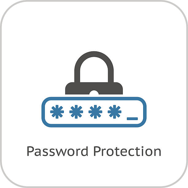 illustrazioni stock, clip art, cartoni animati e icone di tendenza di password di protezione icona. progettazione piatto. - password log on security security system