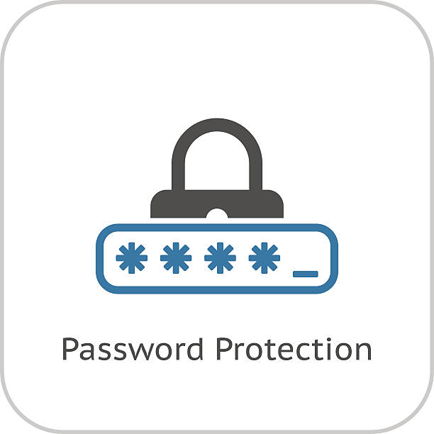 パスワード保護アイコンをクリックします。フラットデザインです。 - password log on security security system点のイラスト素材／クリップアート素材／マンガ素材／アイコン素材