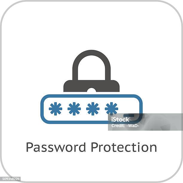 Password Protection Icon Flat Design Stock Illustration - Download Image Now - Password, Icon Symbol, Security