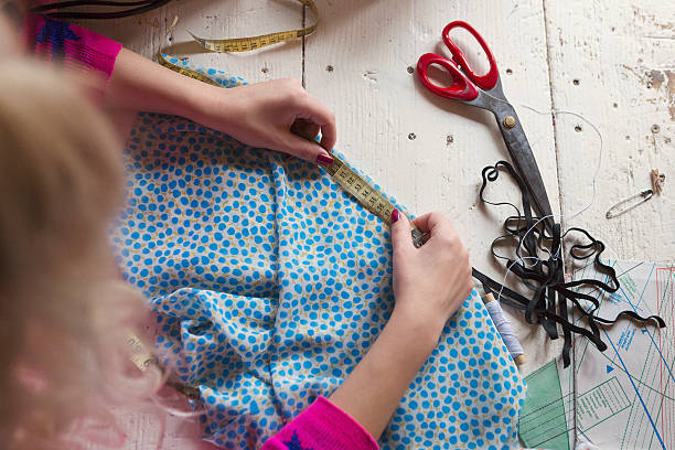 Sewing items on sewing pattern