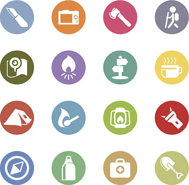 Vector illustration of outdoor and camping icons
