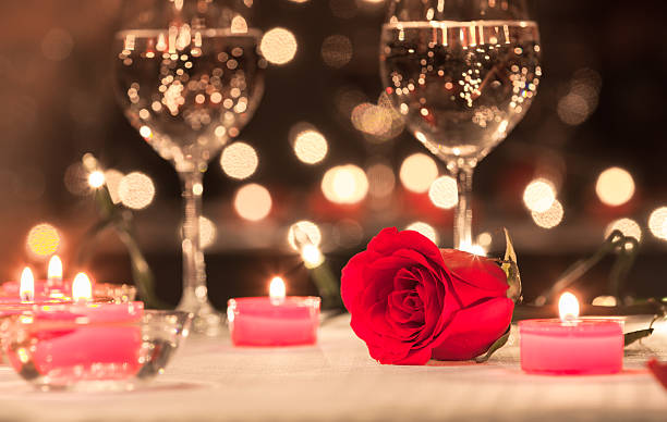 Romantic dining Romantic dinner setting. candle light dinner stock pictures, royalty-free photos & images