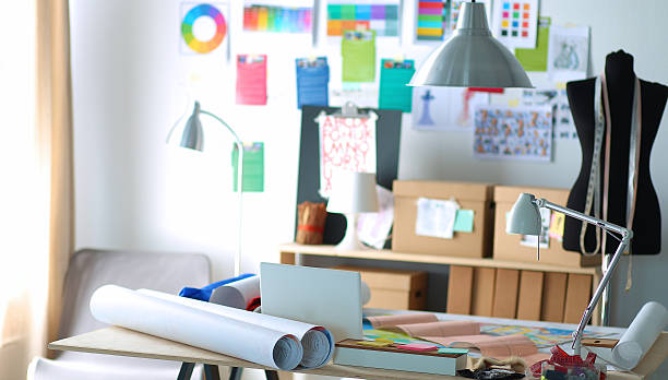 istock Designer work place with sew manikins, in office 509352858