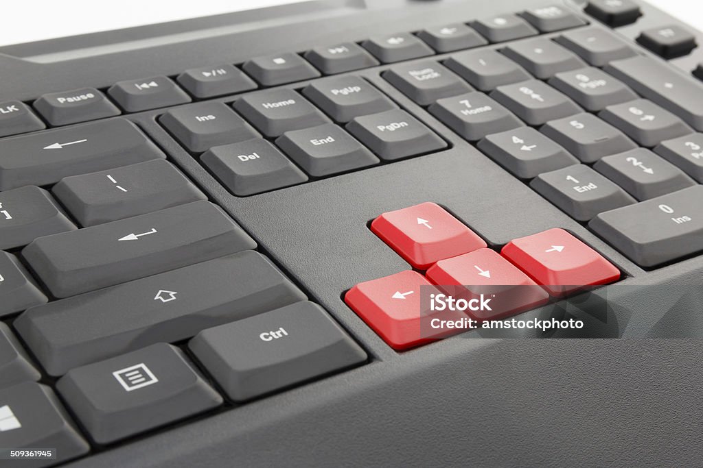 Red arrows computer keyboard Red four arrows computer keyboard Abstract Stock Photo