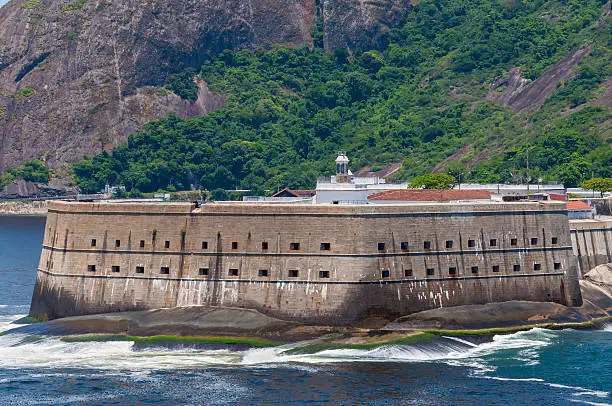 Located in Niteroi city, Rio de Janeiro, Brazil is called Fortaleza Santa Cruz. The historic Santa Cruz Fortress built by the Portuguese to guard the entrance to Guanabara Bay from invaders.