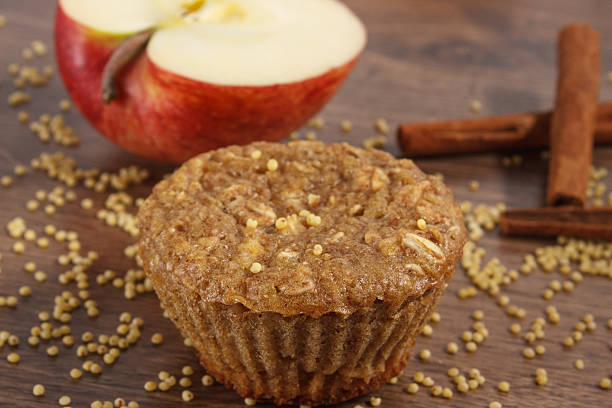 istock Fresh muffin with millet groats, cinnamon and apple, healthy dessert 509363982