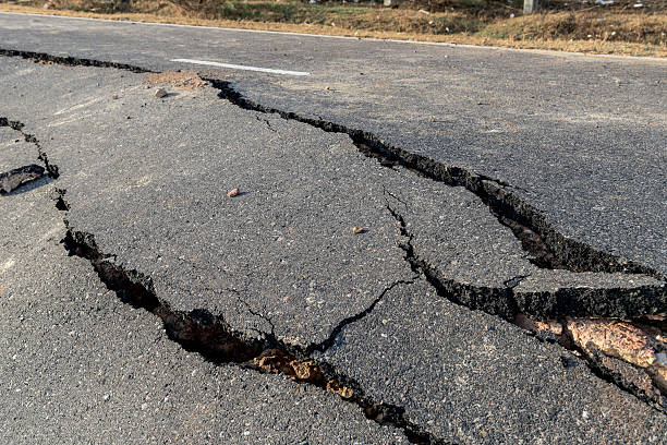 istock Layer of broken asphalt road at rural areas. 509367424