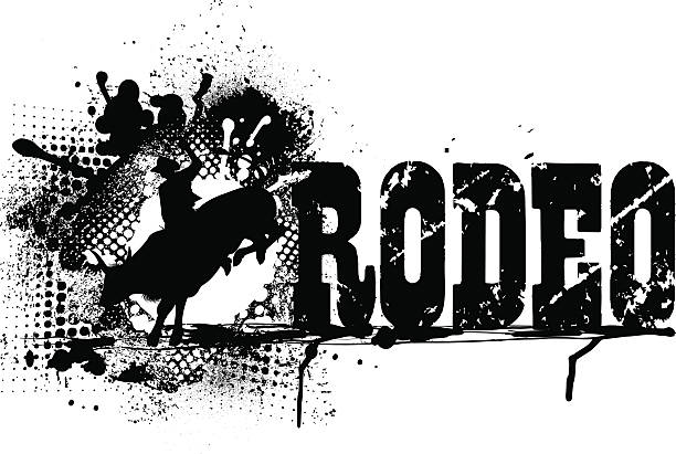 illustrazioni stock, clip art, cartoni animati e icone di tendenza di rodeo e grafica - rodeo bull bull riding cowboy