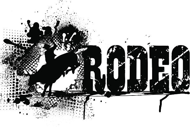 rodeo rider graphic - rodeo bull bull riding cowboy stock illustrations