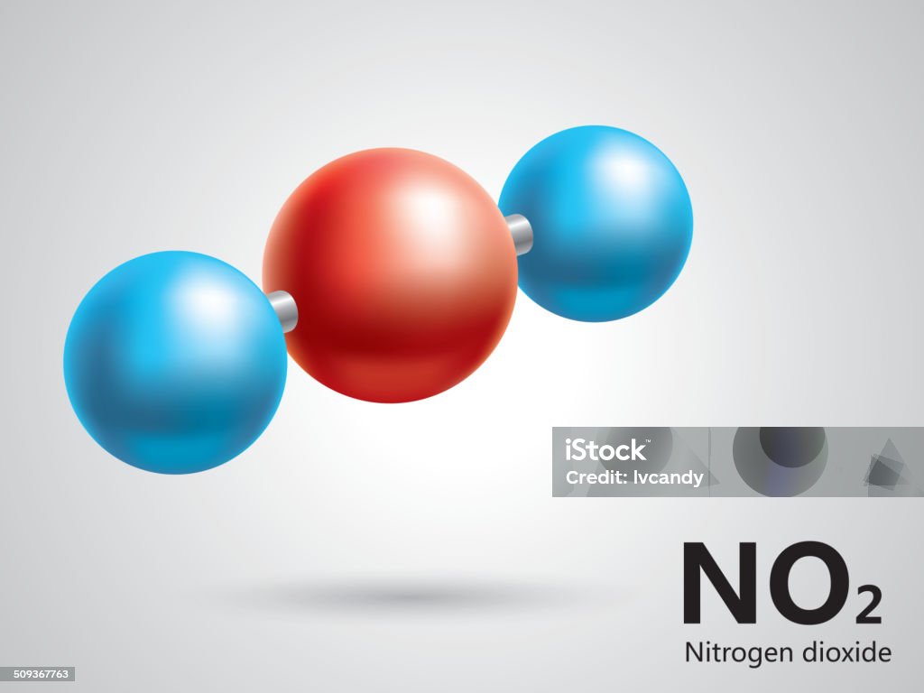C. dióxido de nitrógeno modelo molecular - arte vectorial de Número 2 libre de derechos