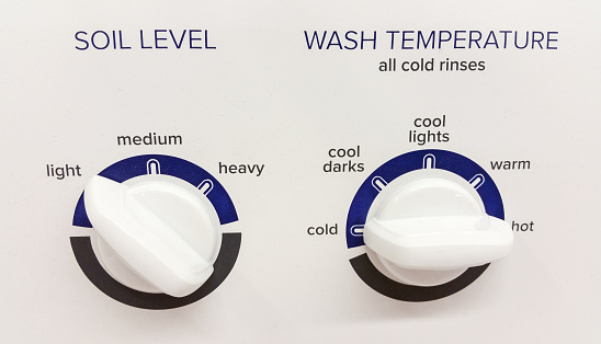 Soil Level & Wash Temperature Knobs on Washing Machine