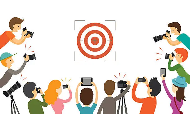 Vector illustration of Photographers Aiming to Target