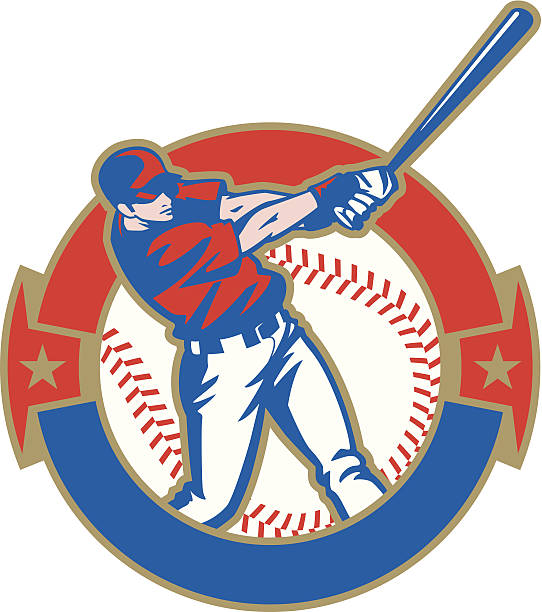 Baseball Batter Crest Illustration of a baseball batter. All colors are separated in layers. Easy to edit. Black and white version (EPS10,JPEG) included. baseball homerun stock illustrations