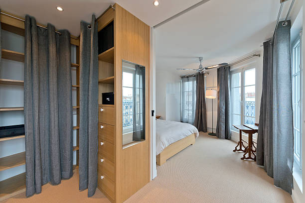 bedroom wardrobe. Modern bedroom interior.