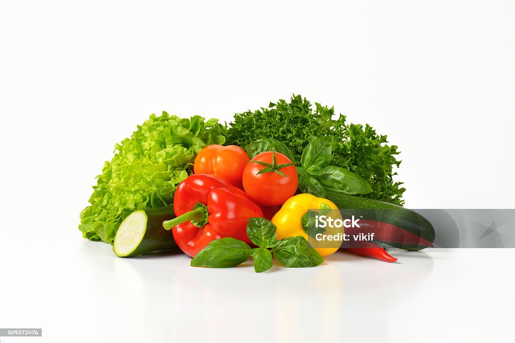 variety of fresh vegetables assortment of fresh vegetables on white background Vegetable Stock Photo