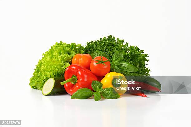 Variety Of Fresh Vegetables Stock Photo - Download Image Now - Vegetable, White Background, Freshness
