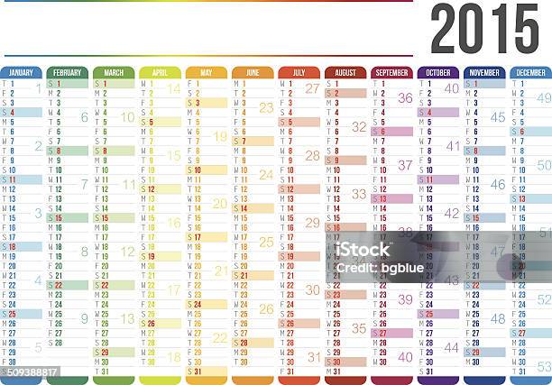 Ilustración de Calendario 2015 y más Vectores Libres de Derechos de Acontecimiento anual - Acontecimiento anual, Blanco - Color, Calendario