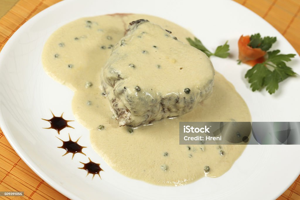 Meat steak with white sauce Food Stock Photo
