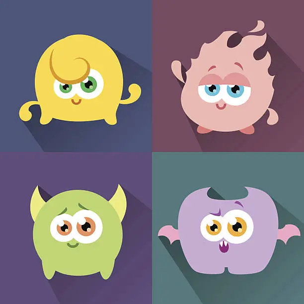 Vector illustration of Cute Character Set Nine