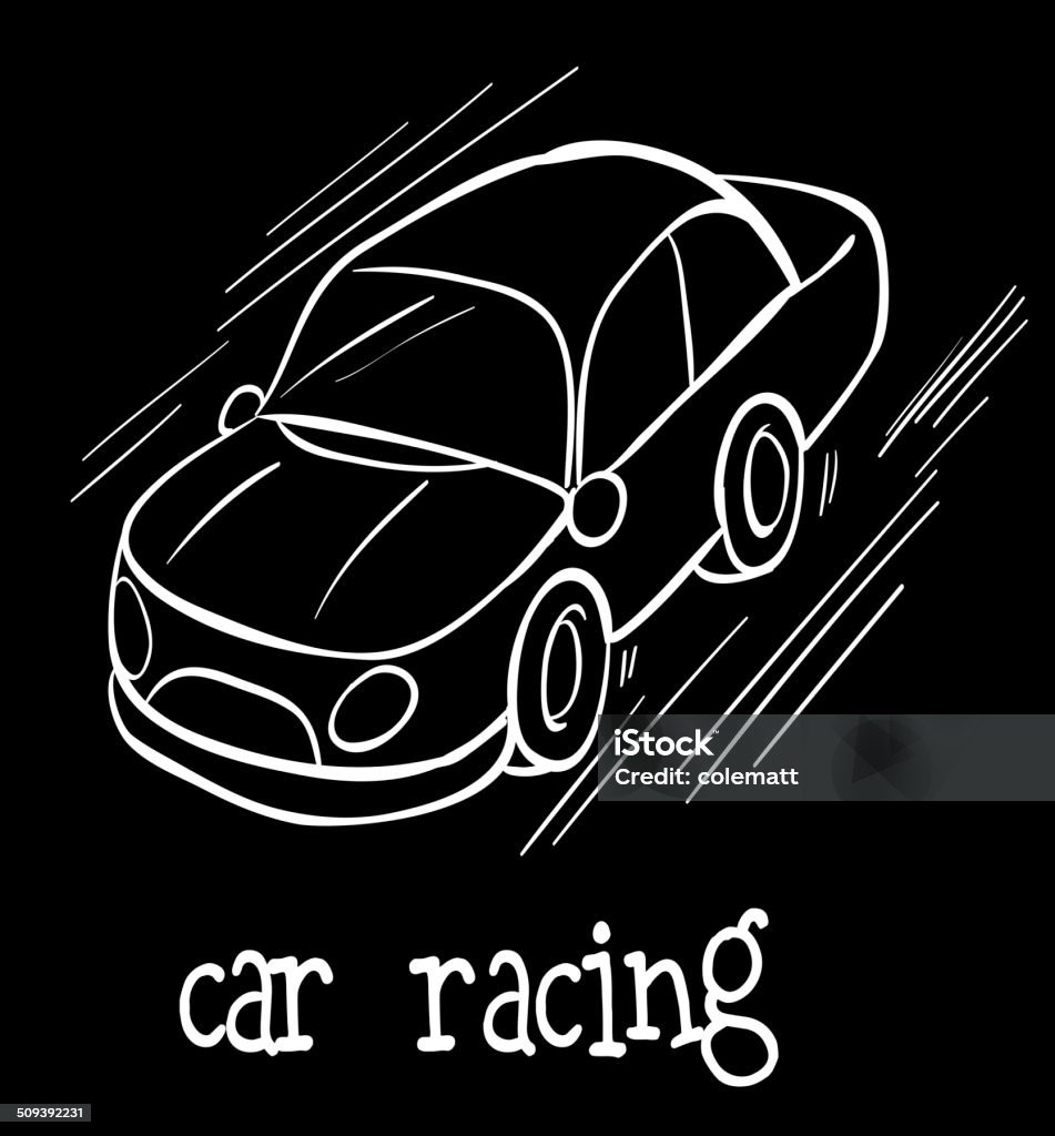 Car racing Illustration of a car racing on a black background Activity stock vector