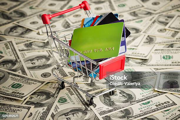 Credit Card Within Shopping Cart Stock Photo - Download Image Now - Bank - Financial Building, Bank Account, Banking