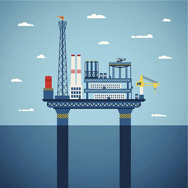 Vector illustration of Vector concept of oil and gas offshore industry