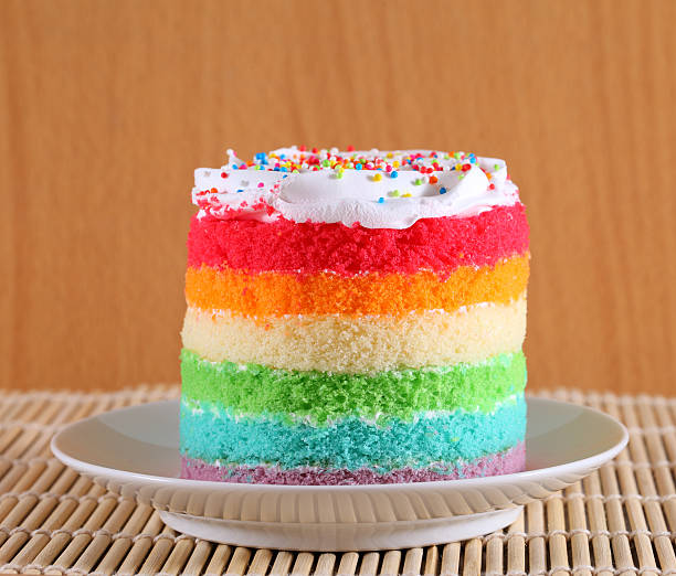 istock Colorful rainbow cakes on white plate. 509395219