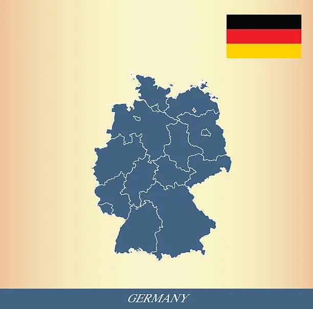 Vector illustration of Germany map outline vector and Germany flag vector outline