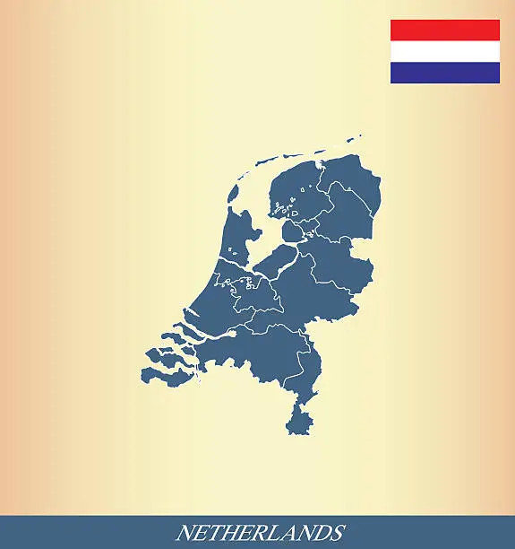 Vector illustration of Netherlands map outline vector and Netherlands flag vector outline