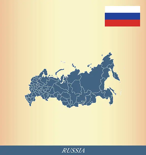 Vector illustration of Russia map outline vector and Russia flag vector outline