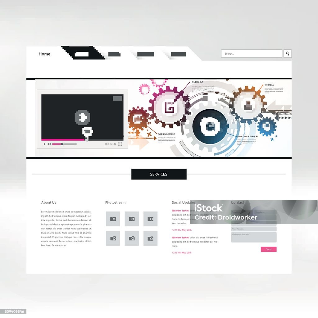 Website Abstract Website Template Design With Abstract Design Stock Illustration ...
