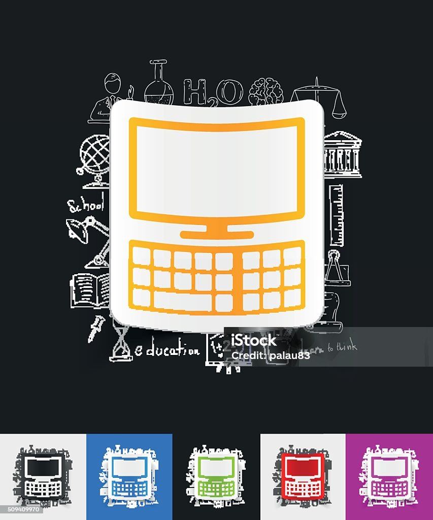 Simple Computer Sticker Drawing Computer Paper Sticker With Hand Drawn Elements Stock Illustration ...