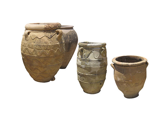 istock Ancient clay Minoan decorated amphora isolated 509410198