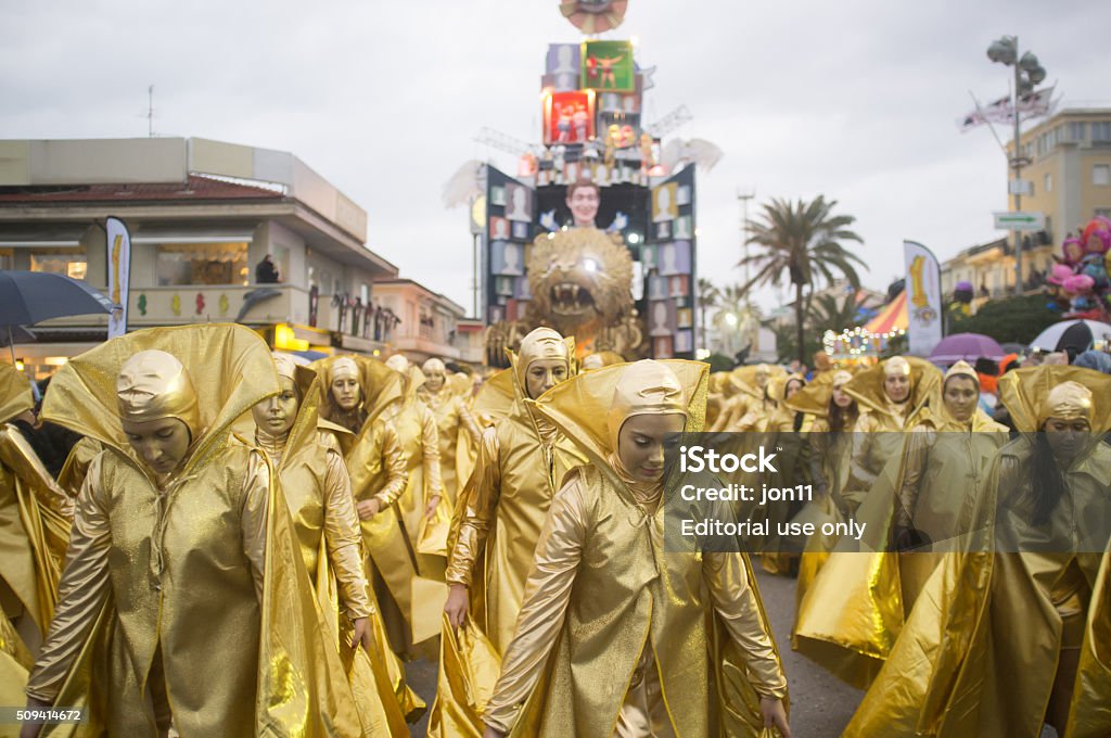 Carnival of Viareggio Viareggio, Italy- February 7, 2016:  first parade of the 2016th edition of the Carnival of Viareggio on the 7th of february 2016 in Viareggio, Italy. Carnival - Celebration Event Stock Photo