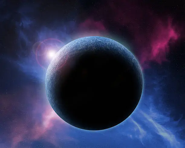 A distant planet and beautiful nebula.