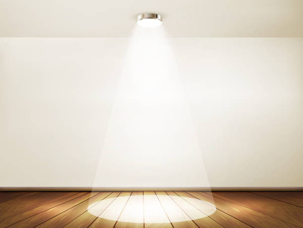 istock Wall with a spotlight and wooden floor. Showroom concept. Vector 509416939