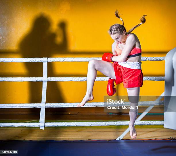 Doing Kickboxing Stock Photo - Download Image Now - Boxing - Sport, Health Club, Jumping