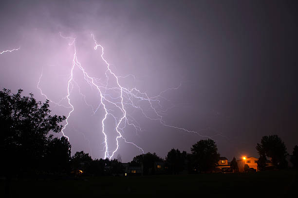 istock Lightning strikes over Denver Colorado copy space 509417961