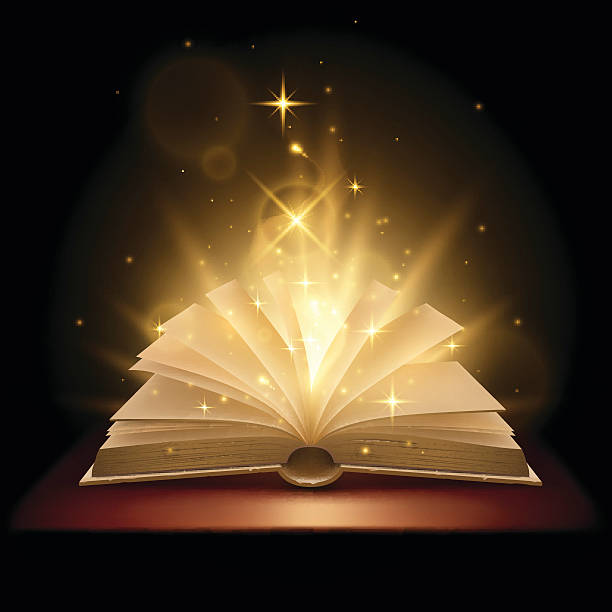 ilustrações, clipart, desenhos animados e ícones de magia reserve ilustração - book open magic bible