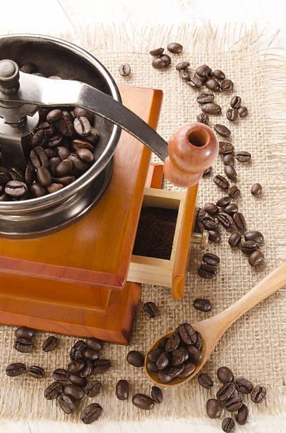 istock used coffee grinder and beans 509418555